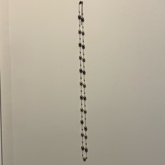 Lia Sophia Station Necklace Gold Brown Beige Pearls (Vintage Flapper Girl Pearl) - Picture 12 of 17